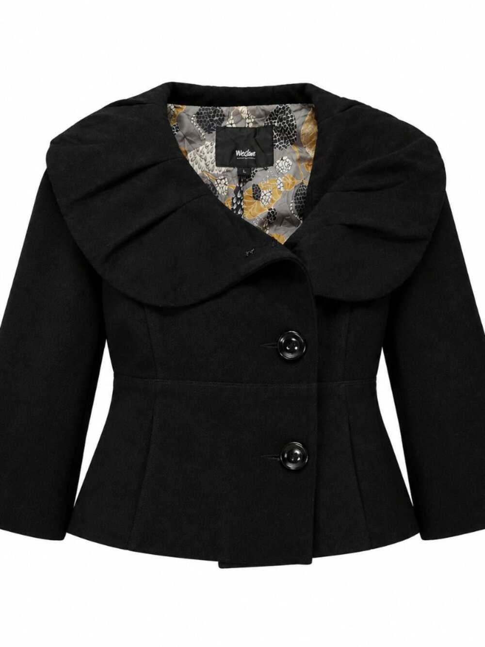 Mossimo Black Wool Blend Cropped Jacket, XL, Wide Ruffle Collar, Whimsigoth
